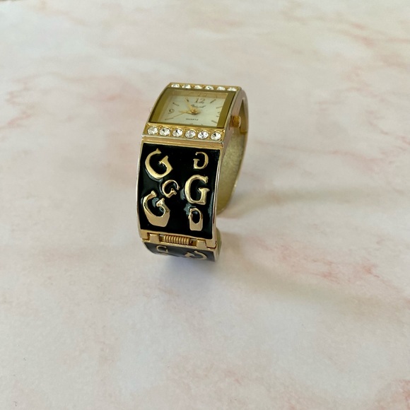 Black & Gold Rhinestone Encrusted Watch - Picture 4 of 4